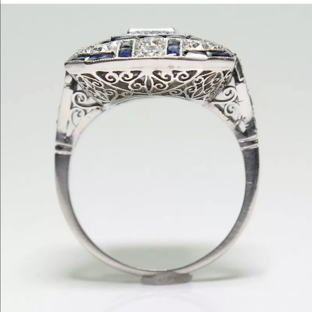925 Silver Women Emerald Cut White Sapphire Ring - Picture 3 of 6
